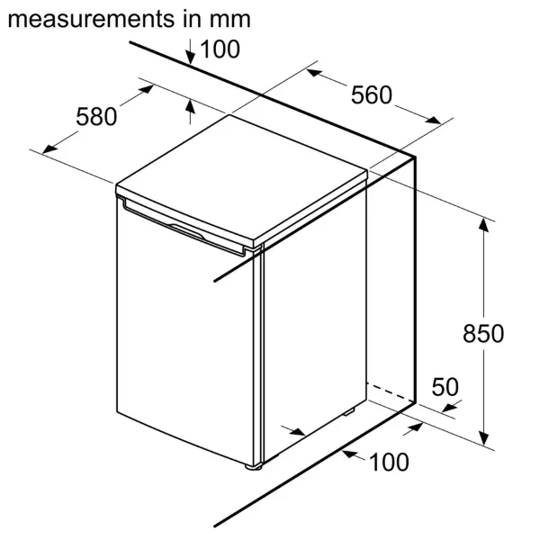 Bosch GTV15NWEBG 56cm Under Counter Freezer in White_dimensions