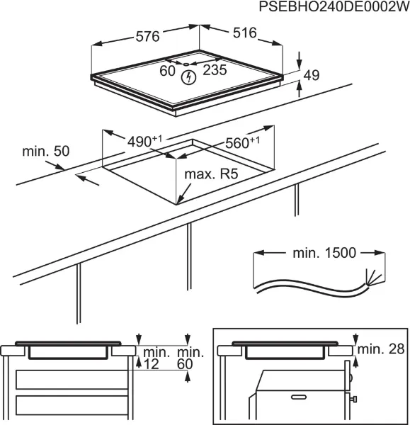 AEG TN64IA00XB 57.6cm Induction Hob_dimensions