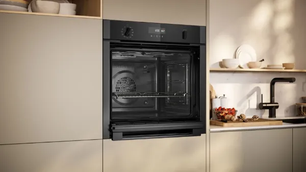 Neff B6ACH7AG7B 59.4cm Built In Electric Single Oven - Graphite Grey_open door