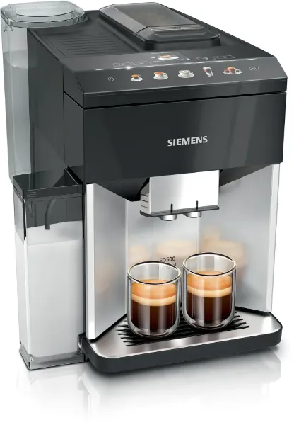 Siemens TQ513GB1, Fully automatic coffee machine Daylight silver, Piano black main