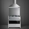Smeg A2-81 100cm Opera Dual Fuel Range Cooker in Stainless Steel _ Front view with hood 