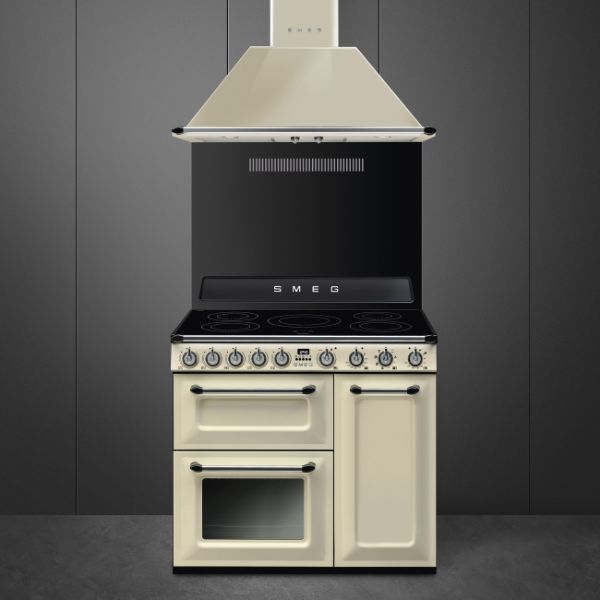 Smeg TR93IP2 90cm Victoria Electric Range Cooker Cream with hood