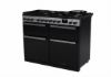 Rangemaster 15828 Edge Deluxe 110cm Dual Fuel Range Cooker in Black Glass with Chrome Trim - EDDLB110DFGBLK/CM1_angled view