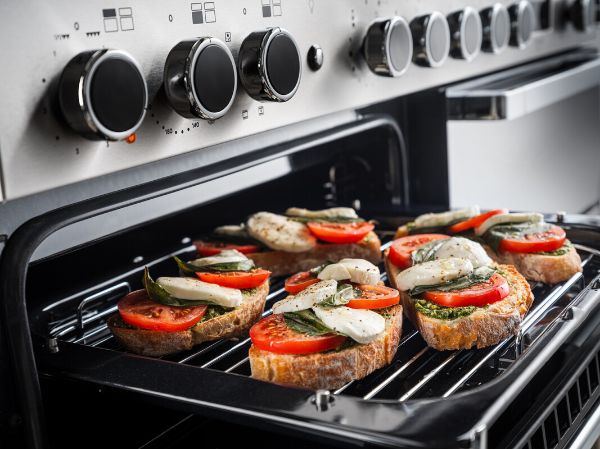 Rangemaster 15834 Edge Deluxe 110cm Induction Range Cooker in Black Glass with Chrome Trim - EDDLB110EIGBLK/CM1_grill2