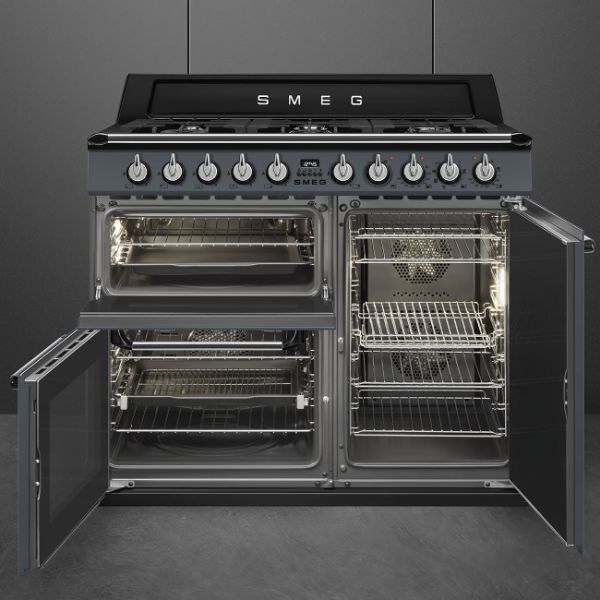 Smeg TR103GR 100cm Victoria Dual Fuel Range Cooker Slate Grey interior 2