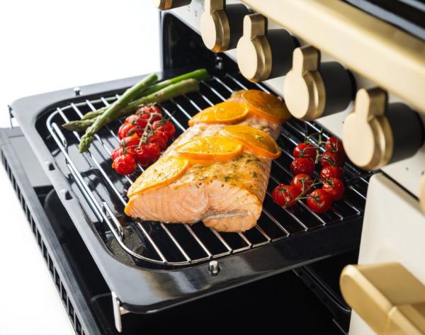 Rangemaster 15251 Estel Deluxe 110 Dual Fuel Range Cooker in Bordeaux with Chrome Trim - ESDLB110DFPBOR/CM1_grill