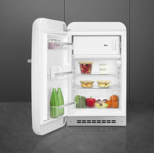 Smeg FAB10LWH6 55cm 50s Style Fridge Freezer Minibar Left Hand Hinge In White_openfood