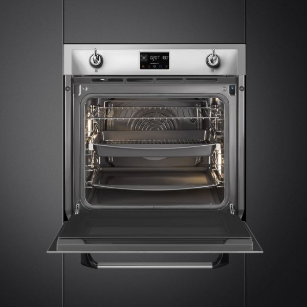 Smeg SOP6902S2PX 60cm Victoria Pyrolytic SteamOne Single Oven Stainless Steel open