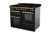Rangemaster 18102 Estel Deluxe 110 Dual Fuel Range Cooker with Proving Drawer in Gloss Black with Antique Brass Trim - ESDLO110DFPGBL/AB1_angled