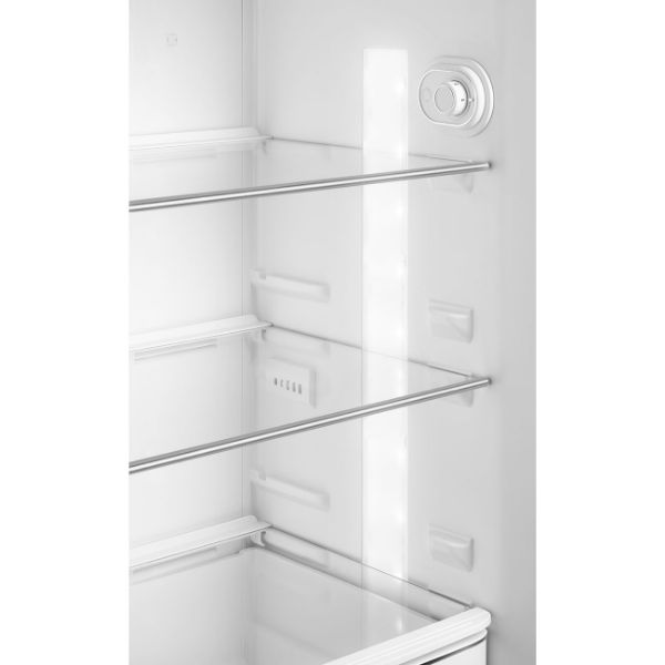 Smeg FAB30LPG5UK 60cm 50s Style Fridge Freezer Left Hand Hinge Freezer In Pastel Green_insidemiddle