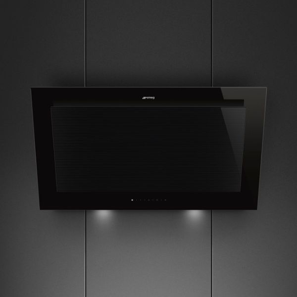 Smeg KV194B3 90cm Linea Angled Chimney Auto-Vent 2.0 Hood Midnight Black main 2