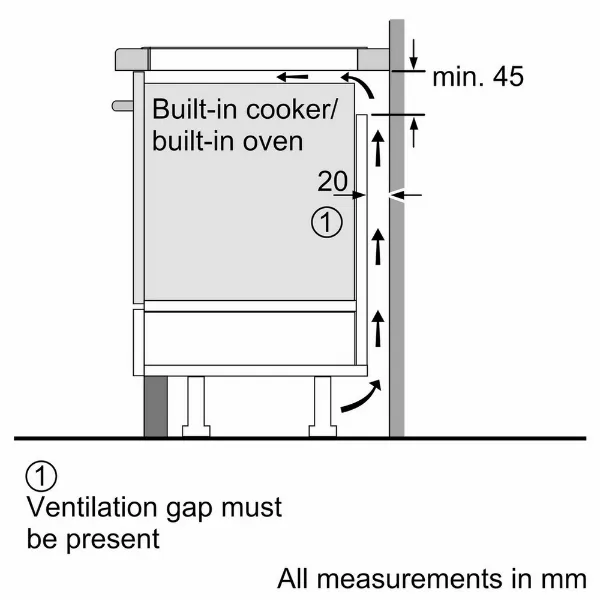 Neff T56FHS1L0KIT 59.2cm Combi Induction Hob with Pan Set - Black_install diagram3