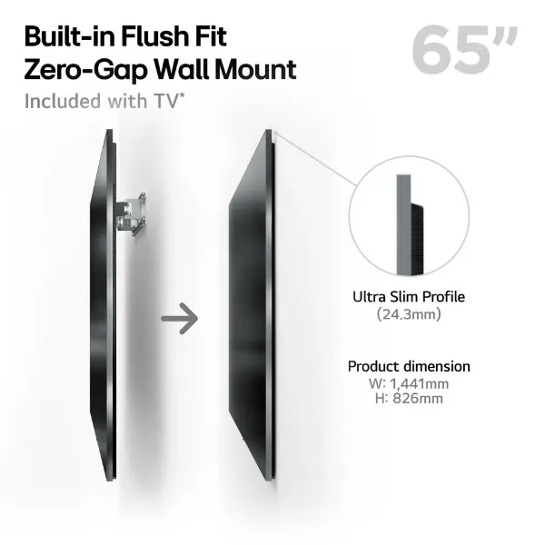 LG OLED OLED65G54LW.AEK G5 65" 4K Smart TV - Black_mount