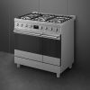 Smeg C92GMX2 90cm Symphony Classic Dual fuel Cooker with Gas Hob_side