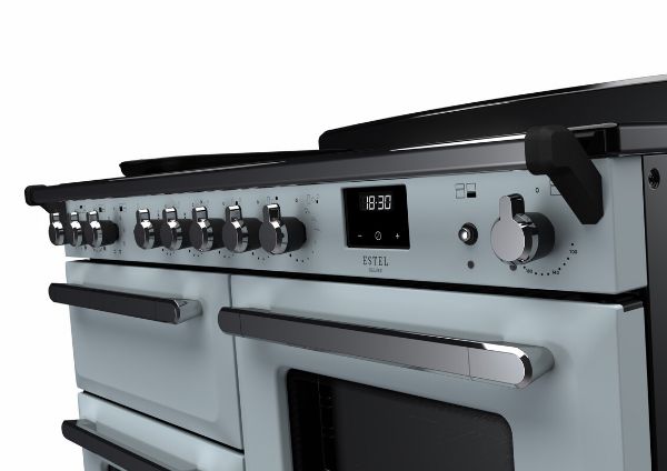 Rangemaster 15202 Estel Deluxe 110 Induction Range Cooker with Proving Drawer in Misty Blue with Chrome Trim - ESDLO110EIPMSB/CM1_controls