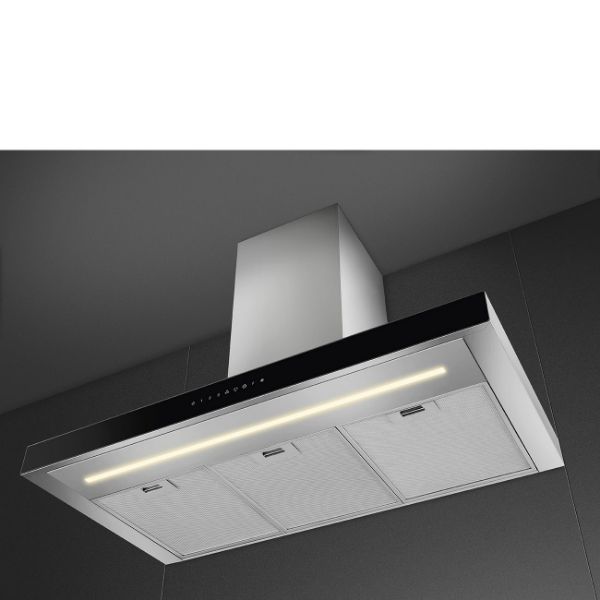 Smeg KBT9L4VN 90cm Chimney Auto-Vent 2.0 Hood Stainless Steel with Black under