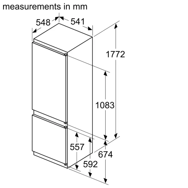 Bosch KIV87VSE0G Series 4 Integrated Fridge Freezer_dimensions