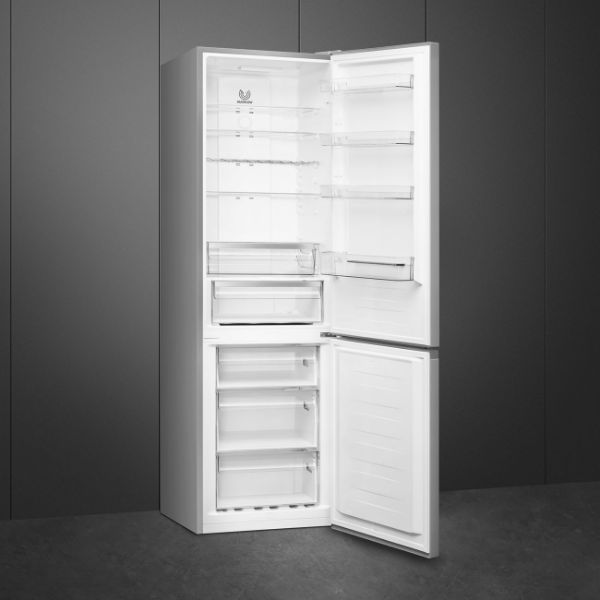Smeg FC20XDNEUK 60cm Freestanding Fridge Freezer Stainless Steel Effect Doors open 2