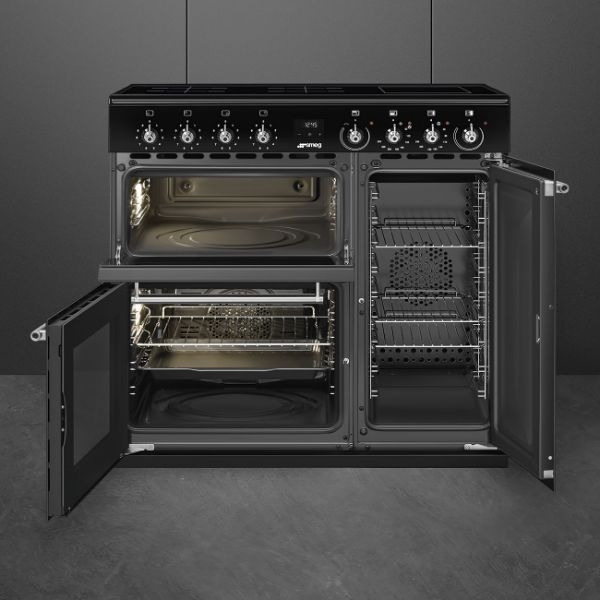 Smeg CX93IMBL 90cm Concert Electric Range Cooker with Induction Hob open