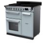 Rangemaster 15032 Estel Deluxe 90 Induction Range Cooker in Misty Blue with Chrome Trim - ESDL90EIPMSB/CM1_angled