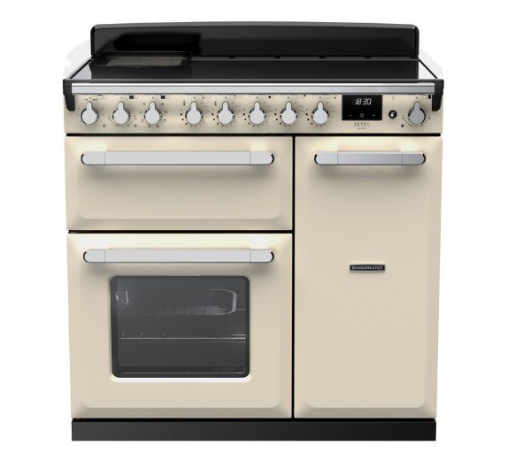 Rangemaster 15029 Estel Deluxe 90 Induction Range Cooker in Pale Cream with Chrome Trim - ESDL90EIPPCR/CM1_main
