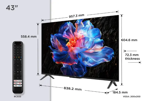 TCL 43V6C-UK 43" 4K Direct LED HDR Google TV_remote