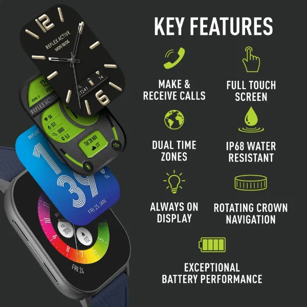 Reflex Active RA29-2182 Amoled Series 29 Smart Watch - Blue_key features