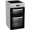 Hotpoint HDE5VDCW 50cm Electric Double Cooker with Ceramic Hob - White_angled view