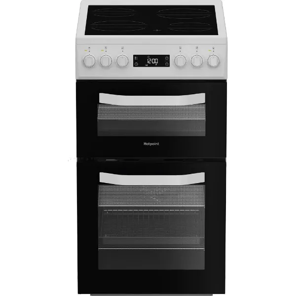 Hotpoint HDE5VDCW 50cm Electric Double Cooker with Ceramic Hob - White_main