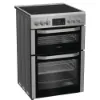 Hotpoint HDE6VDCAX 60cm Electric Double Cooker with Air Fry - Stainless Steel_angled view