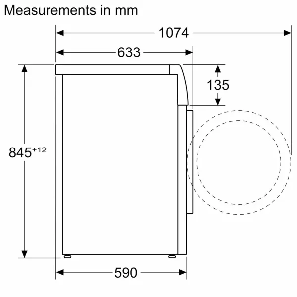 Bosch WGH254A0GB Series 6 10kg 1400 Spin Washing Machine _dimensions