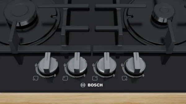 Bosch PNP6B6B90 60cm Series 4 Gas Hob in Black controls