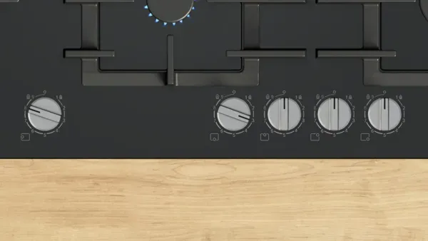 Bosch PPM9A6I40 Series 6, Gas hob, 90 cm, Tempered glass, Black controls