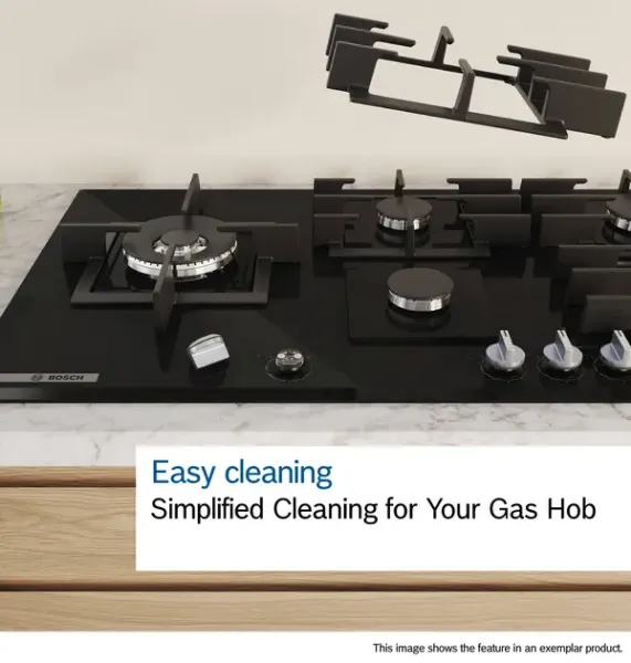 Bosch PPM9A6I40 Series 6, Gas hob, 90 cm, Tempered glass, Black feature 2