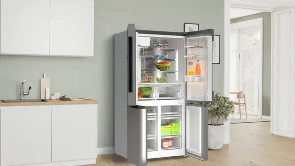 Bosch KFI96APEAG Series 6, French door bottom freezer, multi door, 183 x 90.5 cm, Brushed steel anti-fingerprint main 3