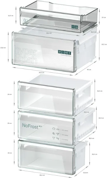 Siemens KG39NXXBF iQ300 Freestanding Fridge Freezer with Total noFrost in Brushed Black Steel AntiFingerprint_drawers