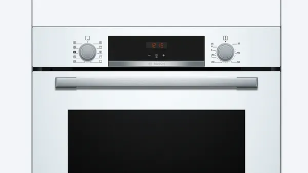 Bosch HQA534BW3B Series 4, Built-in oven with added steam function, 60 x 60 cm, White controls