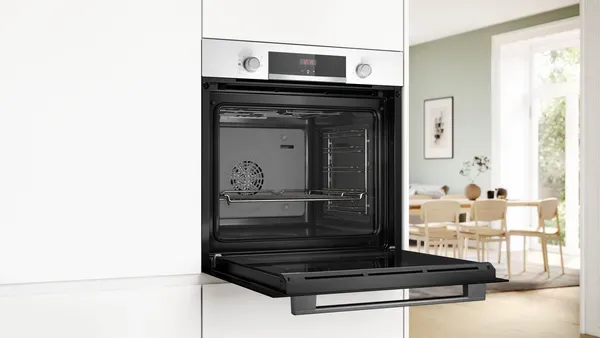 Bosch HQA534BW3B Series 4, Built-in oven with added steam function, 60 x 60 cm, White open 2