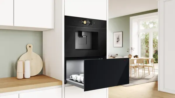 Bosch BID7101B1B Series 8, Built-in warming drawer, 60 x 29 cm, Black open