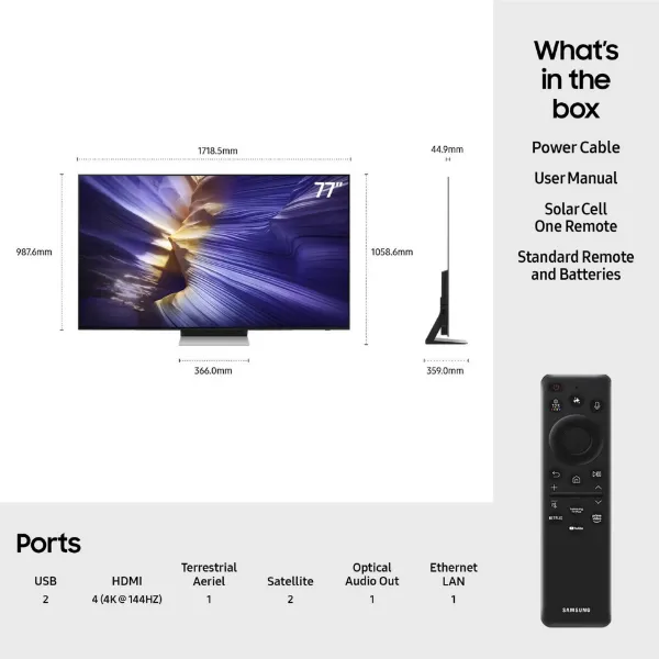 Samsung QE77S90FAEXXU 77" 4K OLED Smart AI TV_dimensions