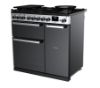 Rangemaster 15796 Edge Deluxe 90 Dual Fuel Range Cooker in Black Glass with Chrome Trim - EDDL90DFGBLK/CM1_angled