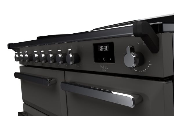 Rangemaster 15113 Estel Deluxe 100 Induction Range Cooker in Slate with Chrome Trim - ESDL100EIPSLT/CM1_controls