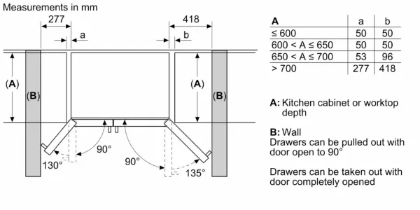 Bosch KAD93ABEP Series 6 American Style Fridge Freezer in Black with Total No Frost_install