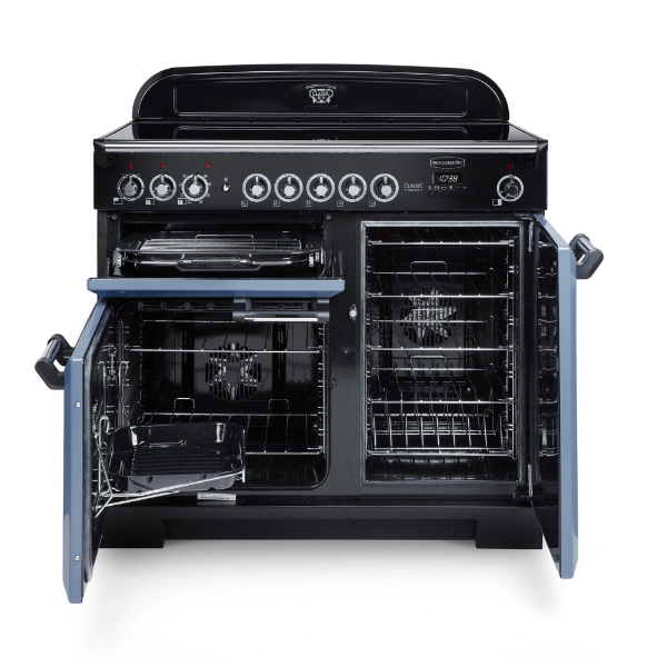 Rangemaster 127460 Classic Deluxe 100 Induction Range Cooker in Stone Blue with Chrome Trim - CDL100EISB/C1