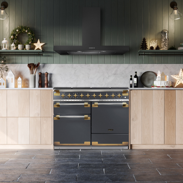 Rangemaster 134300 Elise Luxe 110 Induction Range Cooker in Slate with Antique Brass Trim - ELS110EISL/AB1