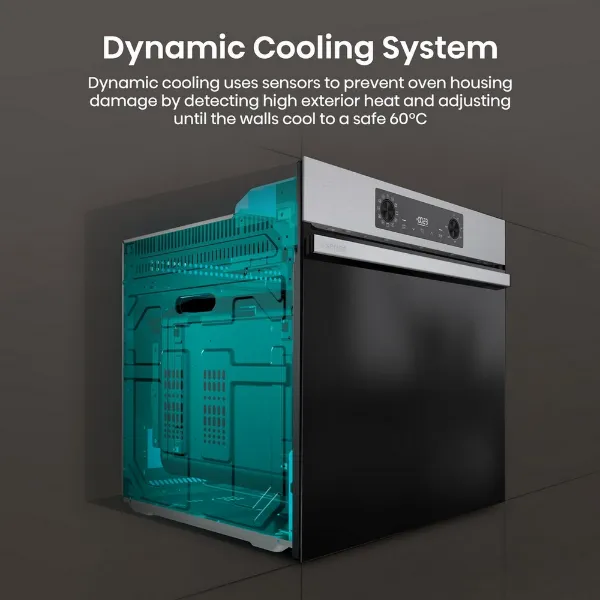 Hisense BI622AXPGUK 59.5cm Built In Electric Single Oven - Black & Stainless Steel_dynamic cooling