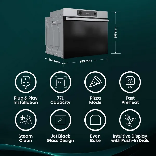 Hisense BI622AXPGUK 59.5cm Built In Electric Single Oven - Black & Stainless Steel_features