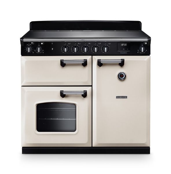 Rangemaster 14206 Classic 100 Induction Range Cooker in Pale Cream with Chrome Trim - CL100EIPPCR/CM1