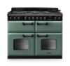 Rangemaster 14877 Classic Deluxe BC 110 Dual Fuel Range Cooker in Mineral Green with Chrome Trim - CLDLB110DFPMGR/CM1