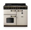 Rangemaster 18300 Classic Deluxe 100 Dual Fuel Range Cooker in Pale Cream with Antique Brass Trim - CLDL100DFPPCR/AB1
